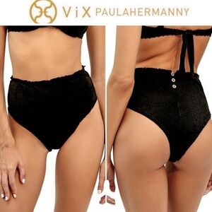 Vix Black Scales Textured Bikini Buttons Hot Pant Brazilian sz L 108$